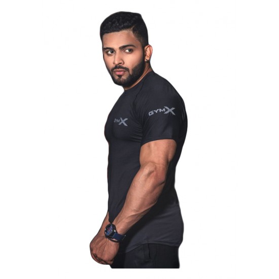 GymX Dri-Fit Men's T Shirt Shield Back Print – Black - Sidanvick